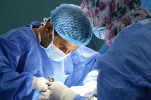 Surgeon doing cosmetic surgery